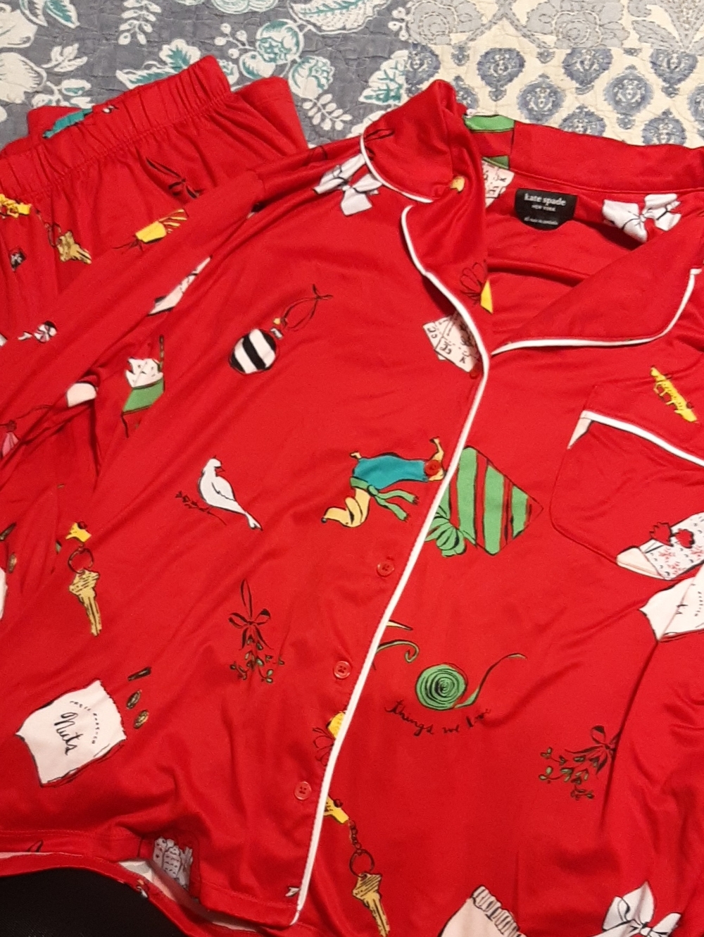 kate Spade Red Holiday Womens Pajama Set New Xl